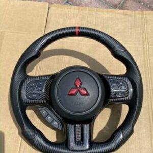 Mitsubishi Lancer Evo X D-shape Carbon Carbon steering with red mit logo carbon airbag+LR button+Bluetooth