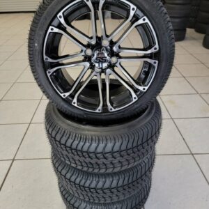 GOLF CART 14″ LANCER WHEELS ON 205/30-14 HIGH PROFILE TIRES (SET OF 4) OPTIONAL LUGS